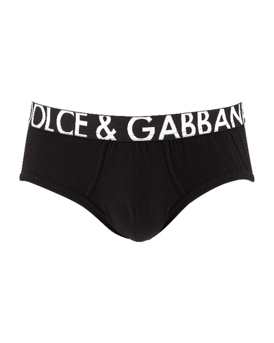 Dolce & Gabbana Men's Brando Logo-trim Briefs In Black