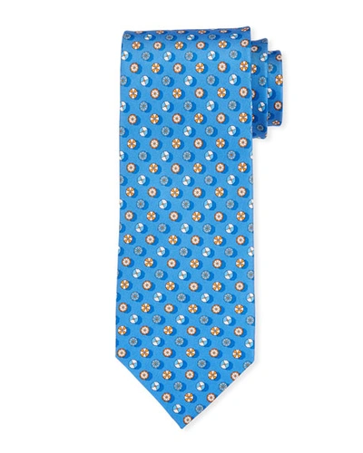 Ferragamo Circular Pattern Silk Tie, Blue