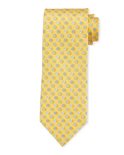 Ferragamo Circular Silk Tie, Yellow