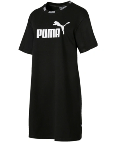 Puma Amplified Logo T-shirt Dress In Black