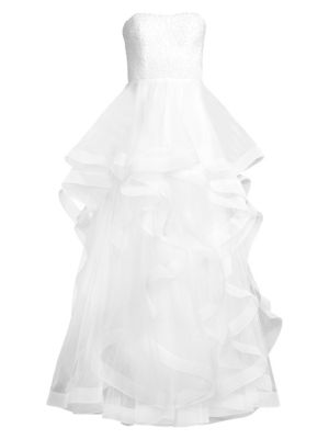 basix black label sweetheart cascade gown