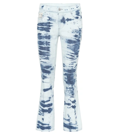 Stella Mccartney Tie Dye Cotton Cropped Jeans In Blue