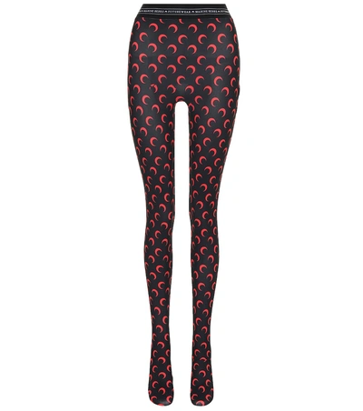 Marine Serre Printed Tights In Black