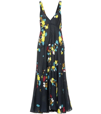 Lee Mathews Maeve Floral Silk Maxi Dress In Blue