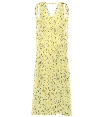 Lee Mathews Clementine Floral Silk Dress In Light Yellow