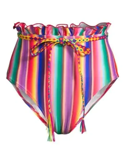 All Things Mochi Louise Rainbow Stripe Belted Bikini Bottom