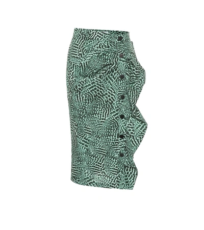 Max Mara Prati Musette Animal-print Ruffled Poplin Skirt In Green