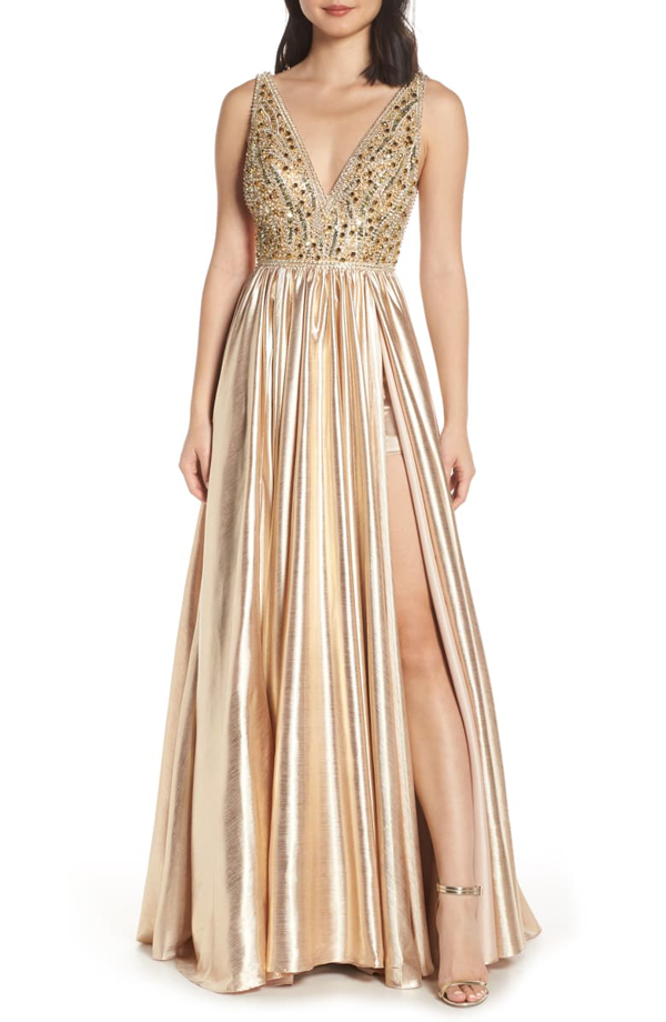 gold dress mac duggal