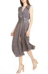 Ba&sh Meryl Printed V-neck Asymmetrical Dress In Gris