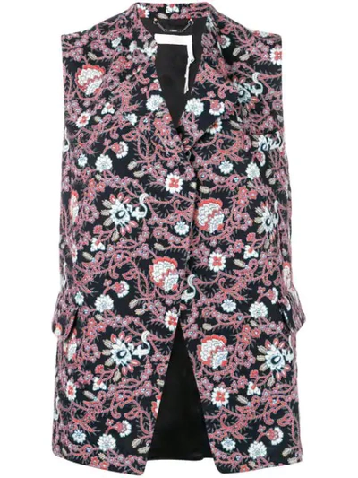 Chloé Persian Print Embroidered Oversized Vest In Blue