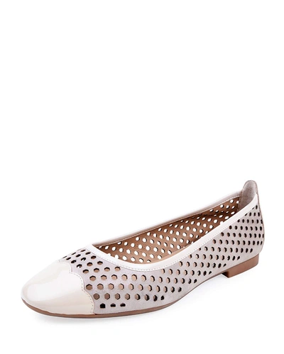 Bettye Muller Concept Janae Perforated Suede & Patent Leather Flats In Shell