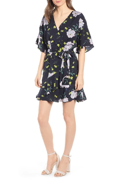 Cupcakes And Cashmere Locke Floral-print Wrap Dress In Black