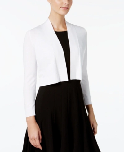Calvin Klein Cropped Open-front Cardigan In White