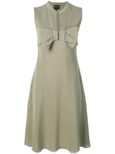 Pre-owned Giorgio Armani 1990's Bow Detail Dress In Green