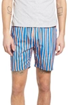 Wesc Hampus Uneven Stripe Shorts In Terra Cotta