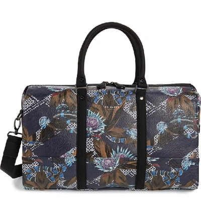 Ted Baker Zillion Printed Pu Holdall In Navy