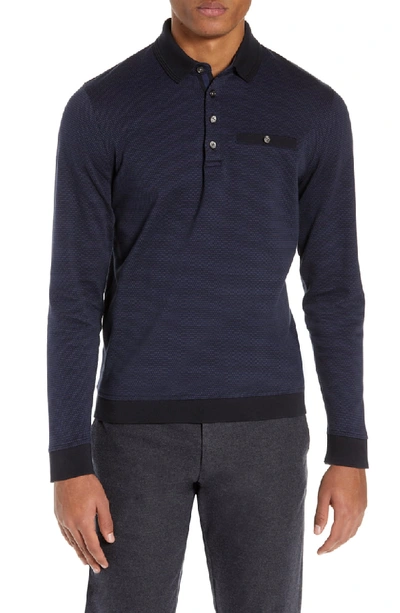 Ted Baker Meal Jacquard Regular Fit Polo Shirt In Blue