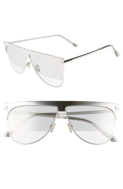 Tom Ford Winter Two-tone Mirrored Aviator Sunglasses In Rhodium/ Grey/ Clear W Silver