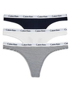 Calvin Klein Carousel Thongs, Set Of 3 In Shoreline/white/stripe