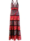 Alice And Olivia Alice + Olivia Karolina Tiered Mixed Floral Maxi Dress In Poppy