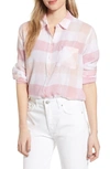 Rails Charli Plaid Shirt In Peach Blush White