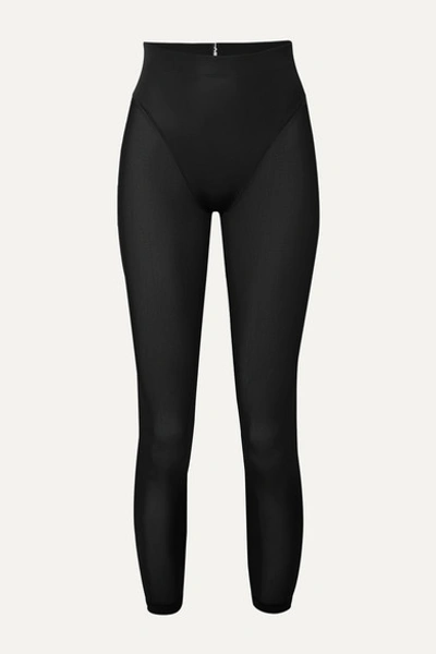 Adam Selman Sport Ribbed-knit Nylon Leggings In Black