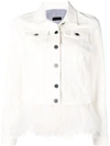 Simonetta Ravizza Classic Denim Jacket With Feathers In White