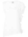 Nude Pleated Trim Tank Top In White