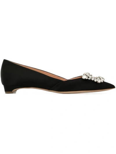 Rupert Sanderson New Aga Satin And Crystal-embellished Pumps In Black