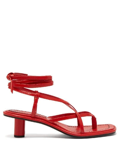 Proenza Schouler Cylindrical-heel Wrap-around Leather Sandals In Poppy