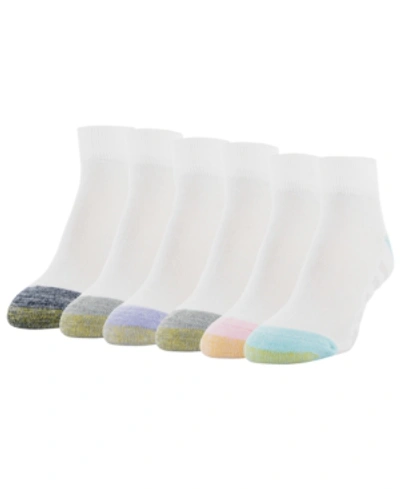 Gold Toe Women's 6 Pack Cool Quarter-length Socks In White W/pastel Multi