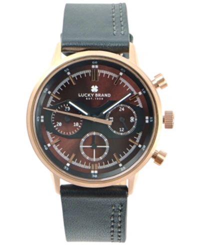 Lucky Brand Mens Fairfax Mf Side Stitch Black Leather Strap 40mm In Rosegold