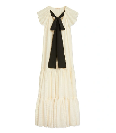 Tory Burch Textured Georgette Maxi Dress In White