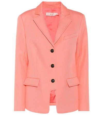 Tory Burch Double Weave Cotton Blazer In Pink