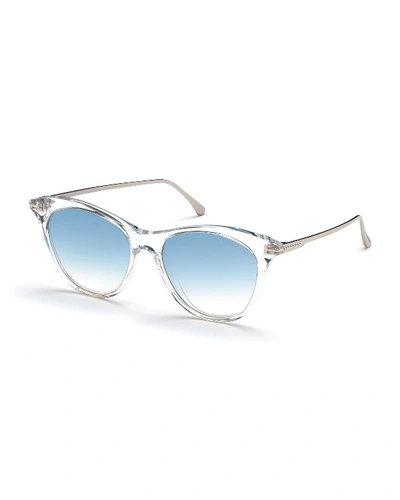 Tom Ford Micaela Transparent Acetate Round Gradient Sunglasses In Gray