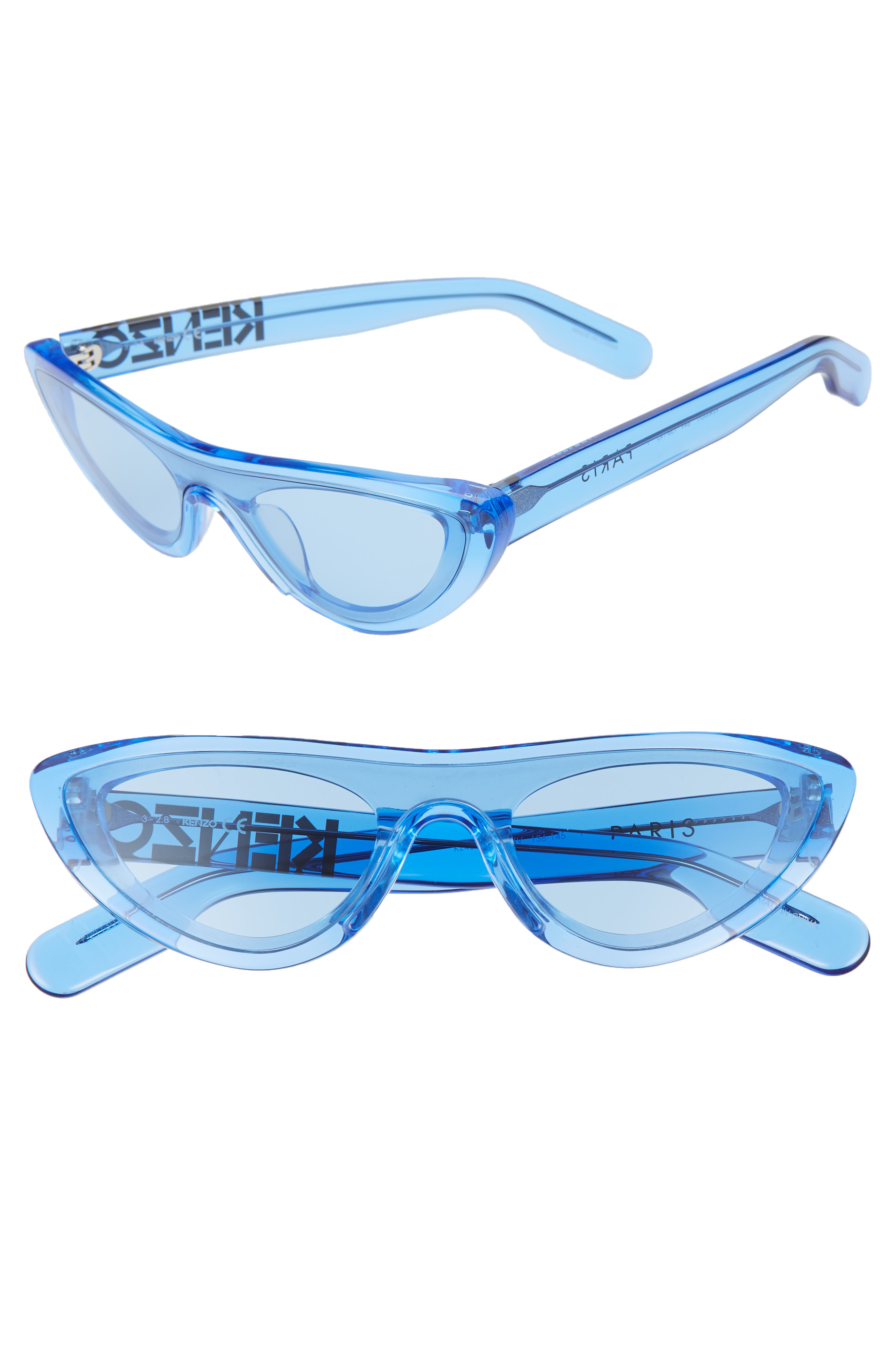 Kenzo 55mm International Fit Cat Eye Shield Sunglasses Crystal Light