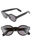 Kenzo 58mm International Fit Round Sunglasses In Shiny Black/ Smoke