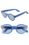 Kenzo 58mm International Fit Round Sunglasses In Crystal Blue/ Blue