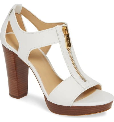 Michael Michael Kors 'berkley' T-strap Sandal In White Vachetta Leather