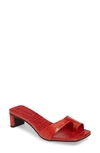 Jeffrey Campbell Teclado Slide Sandal In Red Crocodile Print