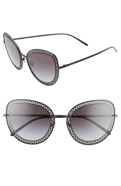 Dolce & Gabbana 54mm Cat Eye Sunglasses In Black