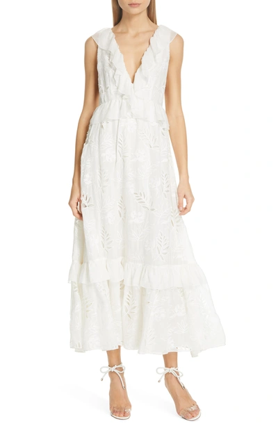 Amur Marilyn Eyelet Silk Dress In White