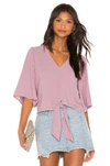 1.state Flounce Sleeve Tie Front V Neck Blouse In Wildflower