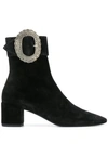 Saint Laurent Antique Buckle Boots In Black