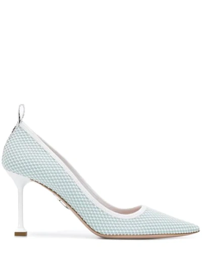 Miu Miu Fishnet Pointed Pumps In Blue