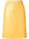 Prada Leather Skirt In Yellow