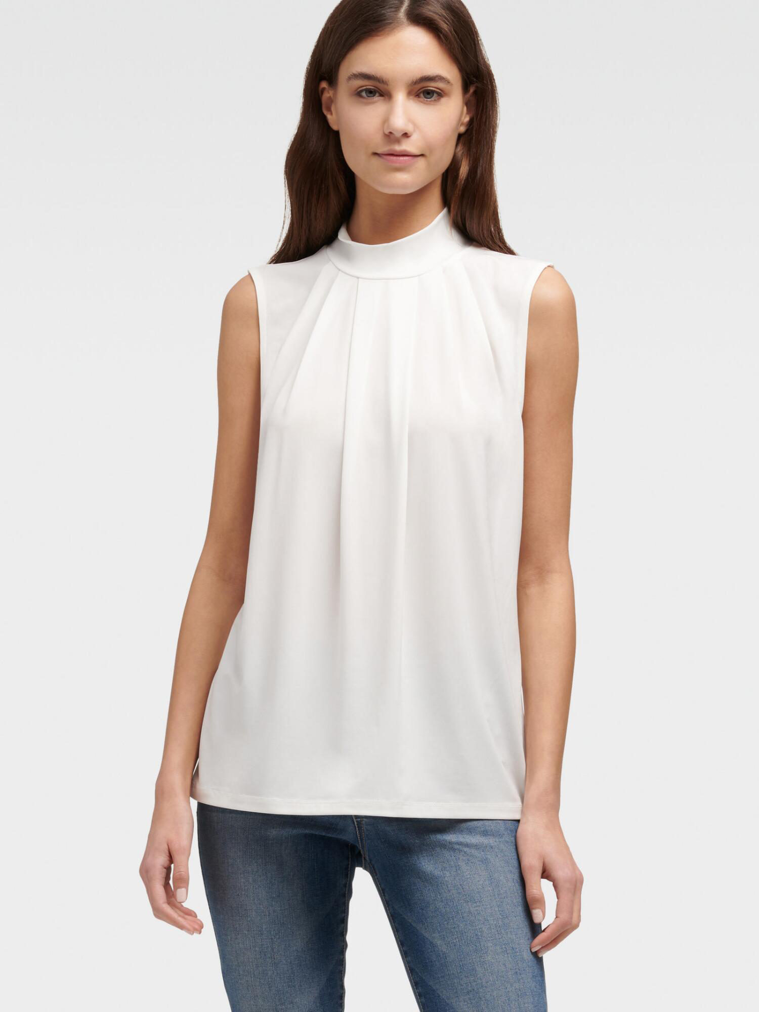 Download Donna Karan Mock-Neck Tank Top In Ivory | ModeSens