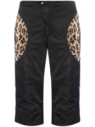 Martine Rose Leopard-patch Motocross Shorts In Black