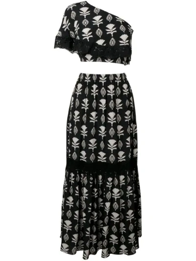 Athena Procopiou Lace Detail Shirt And Skirt Set In Black