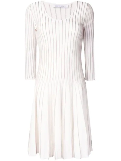 Alberta Ferretti Flared Embroidered Dress In White